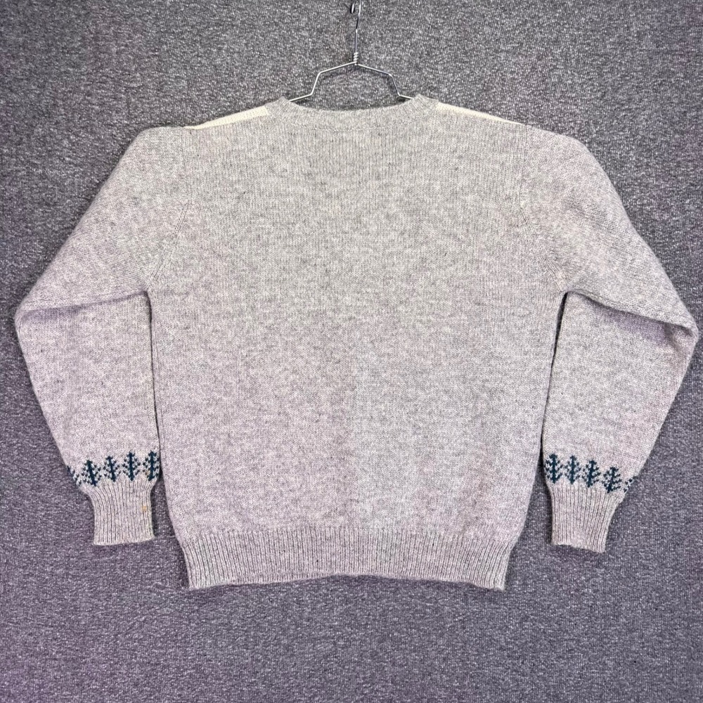 Orvis Cardinal Bird Cardigan Womens 42 Grey Shetland Wool Fair Isle Cabin Nature - Picture 12 of 16
